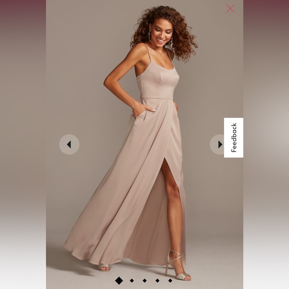 David’s Bridal Crepe Back Satin Spaghetti Strap Dress 2021